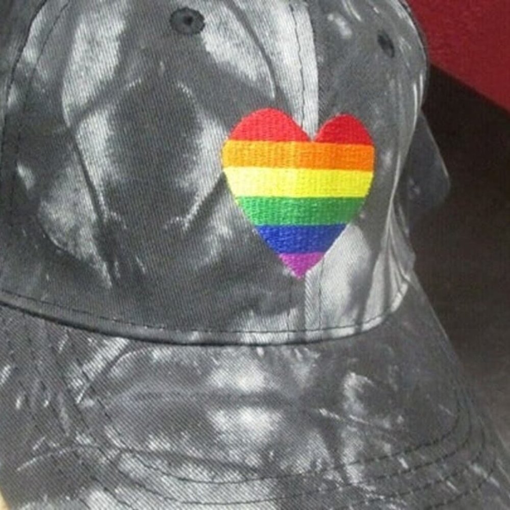 Rainbow heart Pride Baseball Cap Tye Dye by Sally Hansen - Picture 3 of 5